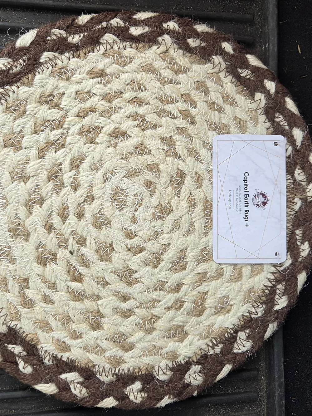 Handwoven Raccoon Serving Trivet - Natural, Brown, Black